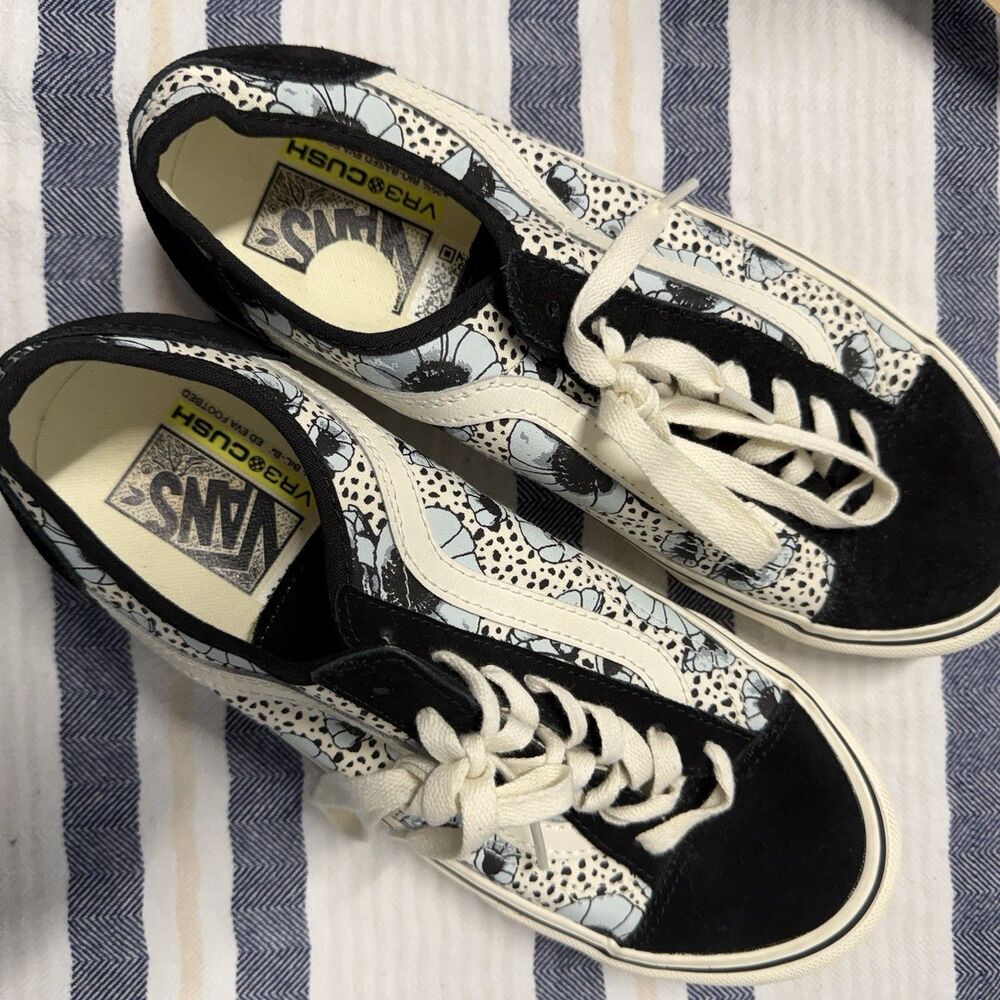 Vans Old Skool VR3 Cush Floral Sneakers Black White Lace Up Shoes Unisex Size 8